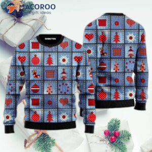 Jeans Patchwork With Applique Pattern Ugly Christmas Sweater