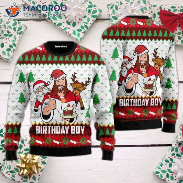 Jesus’ Birthday Boy Ugly Christmas Sweater