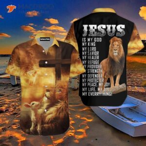 Jesus’ Easter Day Lion Flame Hawaiian Shirts