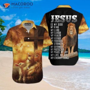 Jesus’ Easter Day Lion Flame Hawaiian Shirts