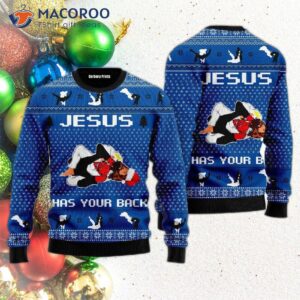 Jesus Has Your Back Jiu Jitsu Ugly Christmas Sweater