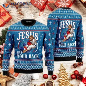 Jesus Has Your Back Ugly Christmas Sweater