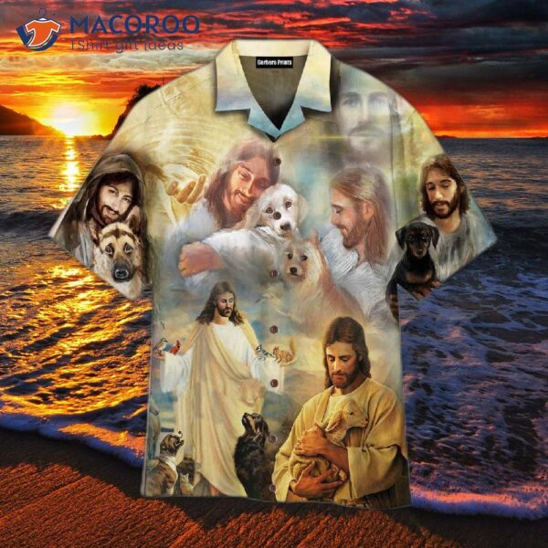 Jesus Hugging Dogs Hawaiian Shirt