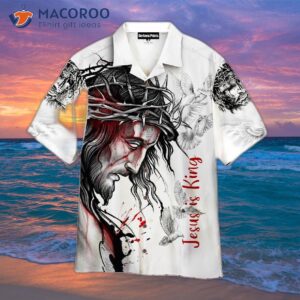 Jesus Is King Of White And Black Hawaiian Shirts.
