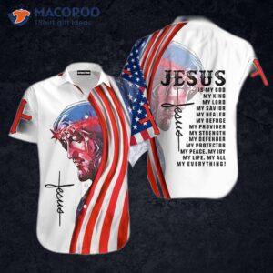 Jesus Is My God, Red And White Hawaiian Shirts.