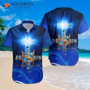 Jesus Is My Savior; Blue Hawaiian Shirts.