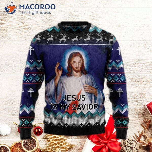 Jesus Is My Savior Ugly Christmas Sweater.