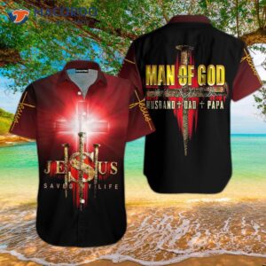 Jesus, Man Of God, Black And Red Hawaiian Shirts