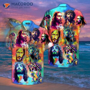 jesus peaceful life in colorful blue hawaiian shirts 0