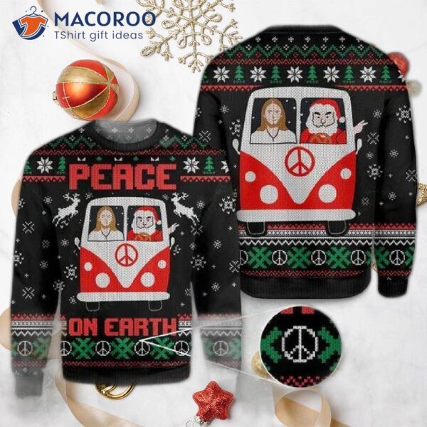 Jesus, Santa, Peace On Earth Ugly Christmas Sweater