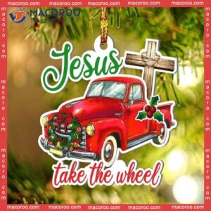 “jesus Take The Wheel” Red Truck Christmas Custom-shaped Acrylic Ornament