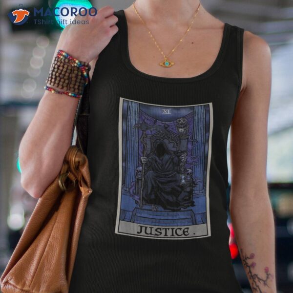 Justice Tarot Card Grim Reaper Halloween Gothic Witch Horror Shirt