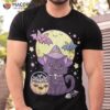 Kawaii Pastel Goth Cute Creepy Halloween Black Cat Witch Hat Shirt