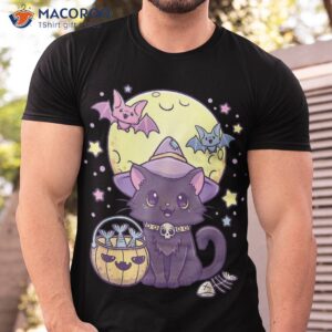 kawaii pastel goth cute creepy halloween black cat witch hat shirt tshirt