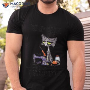 keep calm and grab he seam ripper crazy cat sewing quilting shirt tshirt
