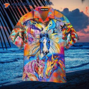kentucky derby colorful horse hawaiian shirt 0