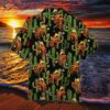 Kentucky Derby Cowboys Driving Horses In A Cactus Patterned Hawaiian Shirt