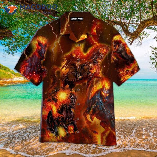 Kentucky Derby Fire Horse Warrior Red Hawaiian Shirts