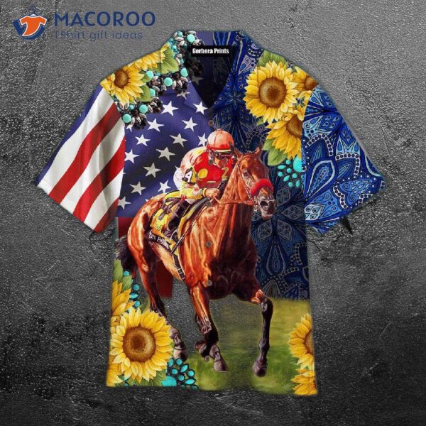 Kentucky Derby Horse Racing Sunflower Hawaiian Shirts