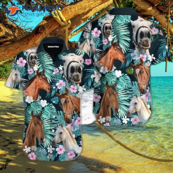 Kentucky Derby Horse Tropical Blue Hawaiian Shirt