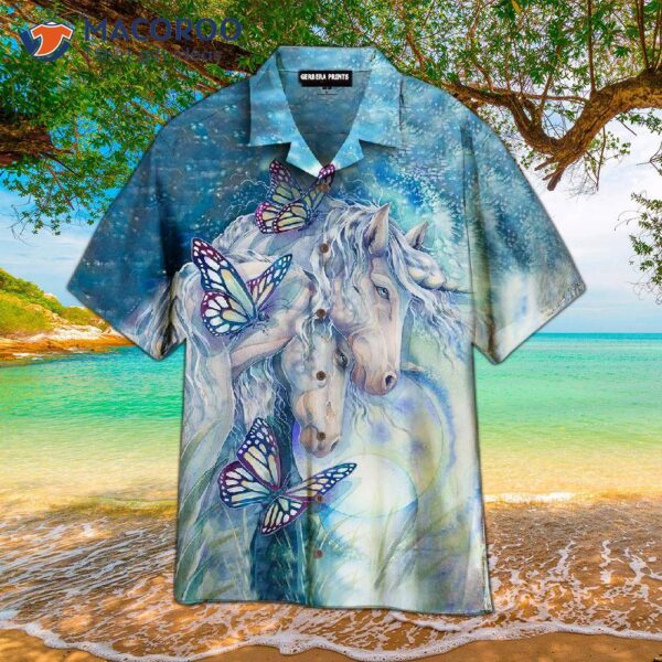 Kentucky Derby-style White And Blue Hawaiian Shirts