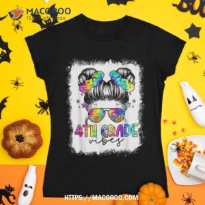 Kids 4th Grade Vibes Messy Hair Bun Girl Back To School Shirt