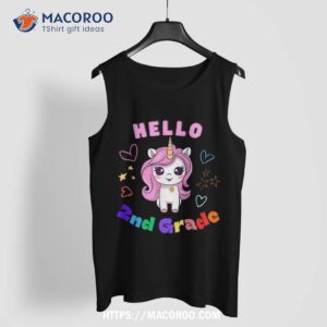 kids hello 2nd grade girls unicorn back to school teacher shirt tank top