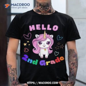 Kids Hello 2nd Grade Girls Unicorn Back To School Teacher Shirt