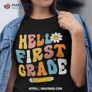 Kids Hello First Grade Teacher Shirt Girls Back To Shirt