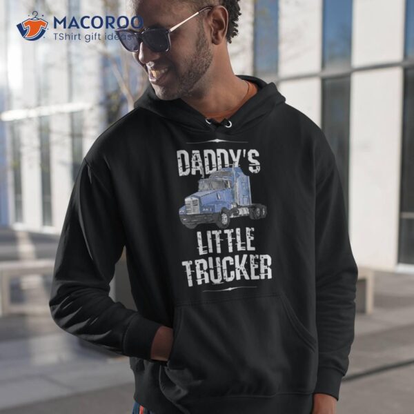 Kids Semi Truck Boys Gift Daddy’s Little Trucker Shirt