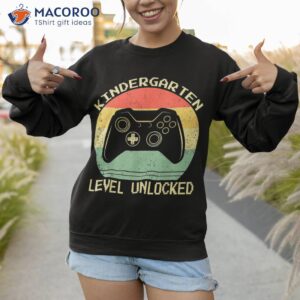 kindergarten level unlocked video gamer back to school boys shirt sweatshirt 1 1