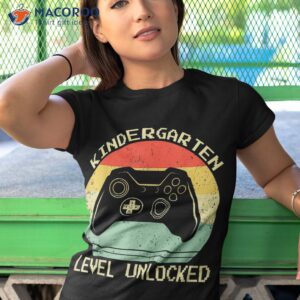 kindergarten level unlocked video gamer back to school boys shirt tshirt 1