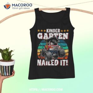 kindergarten monster truck retro graduation cap gift boys shirt tank top