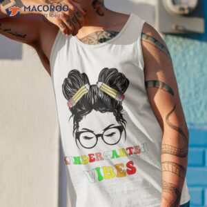 kindergarten vibes messy bun girl back to school first day shirt tank top 1