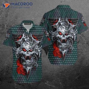 king of dragon skull black and white hawaiian shirts 0