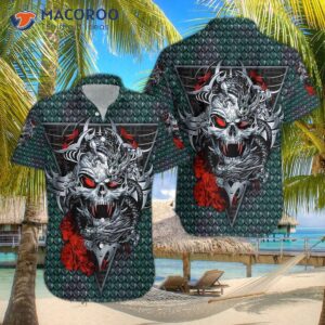 king of dragon skull black and white hawaiian shirts 1