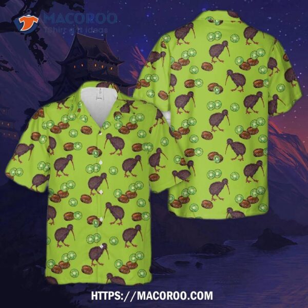 Kiwi Fruit And Bird Pattern Hawaiian Shirt