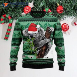 Koala Green Leaf Ugly Christmas Sweater