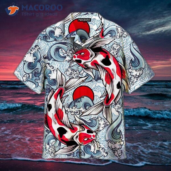 Koi Fish Fighting Against The Ocean Current Hawaiian Shirts