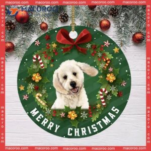 Labradoodle Dog Christmas Ceramic Ornament