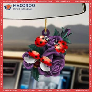 Ladybugs Purple Rose Custom-shaped Christmas Acrylic Ornament