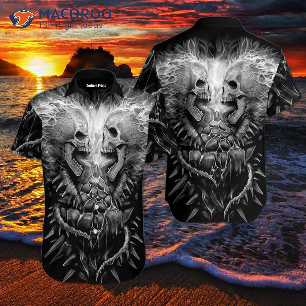 Lava Skull Black Hawaiian Shirts Lava Skull Black Hawaiian Shirts