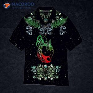 Leaves New Zealand Maori Mania Black And Green Hawaiian Shirts