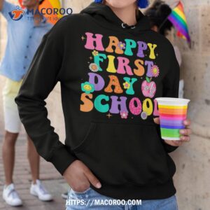 leopard groovy happy first day of school teacher student shirt hoodie