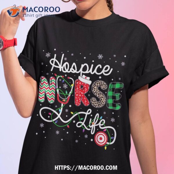 Leopard Nurse Christmas Buffalo Plaid Hospice Nurse Life Shirt