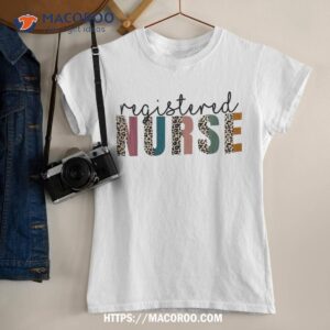 Messy Hair Woman Bun Stethoscope Scrub Life Leopard Nurse Shirt