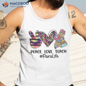 leopard peace love teach para life back to school shirt tank top 3