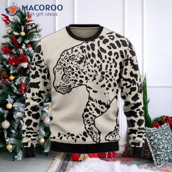 Leopard-print Ugly Christmas Sweater