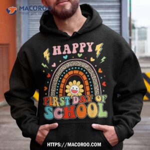 leopard rainbow happy first day of school teacher student shirt hoodie 1