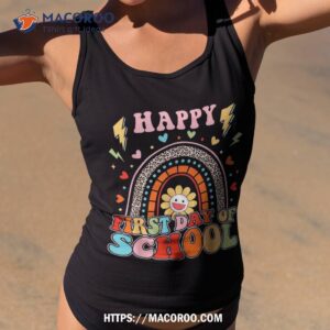 leopard rainbow happy first day of school teacher student shirt tank top 2